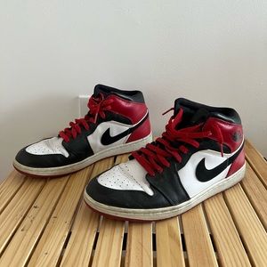 Jordan 1 Mid Red Black and White